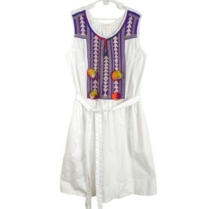 J. Crew Kids White Dress with Purple and Orange Embroidery